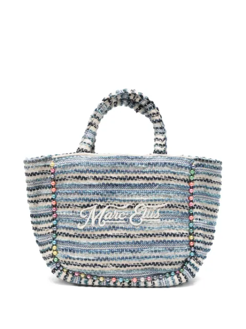 Marc Ellis bead-embellished logo-embroidered tote bag Blue BUBYSINDY2604