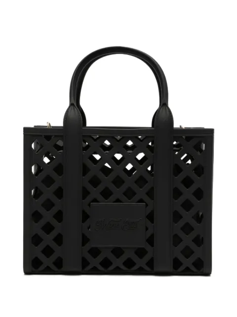 Marc Ellis cut-out logo-patch shoulder bag Black FLATPLOTBLACKGOLD