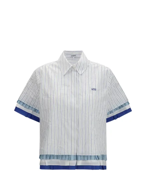 LOEWE striped pleated-trim shirt White S540Y05XCW