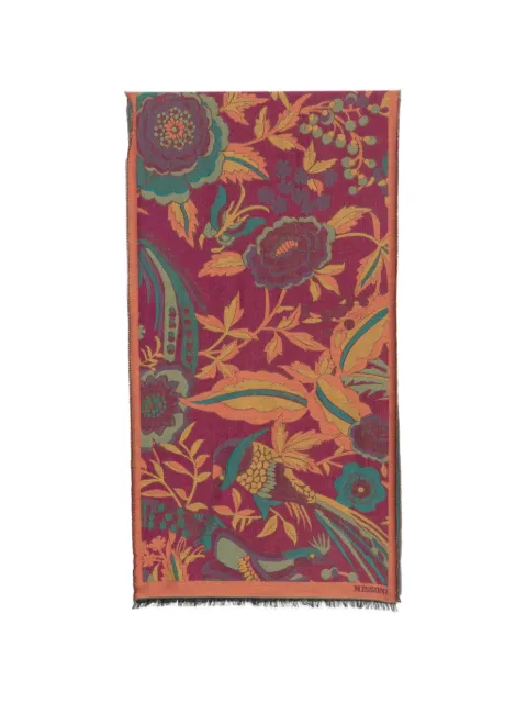 Missoni floral-jacquard frayed scarf Pink SC47VMDA577