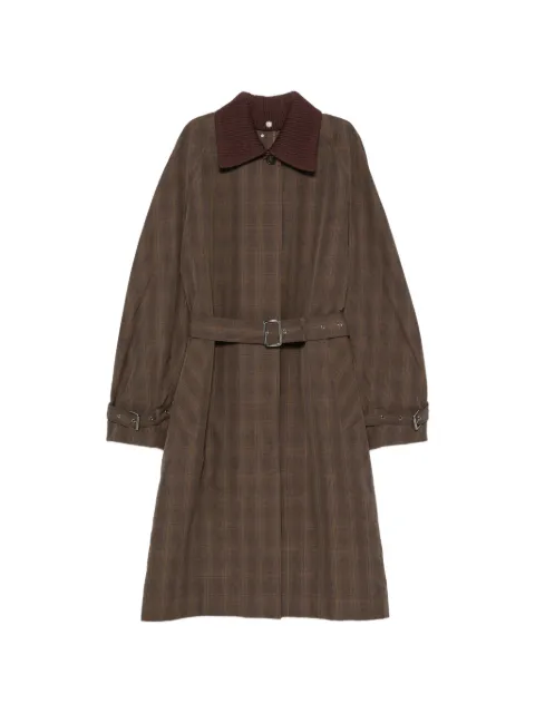 Iceberg check-pattern belted coat Brown N0110288
