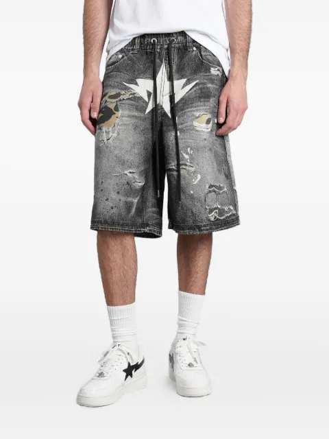 A BATHING APE® distressed-effect shorts Grey 001DSM301306M