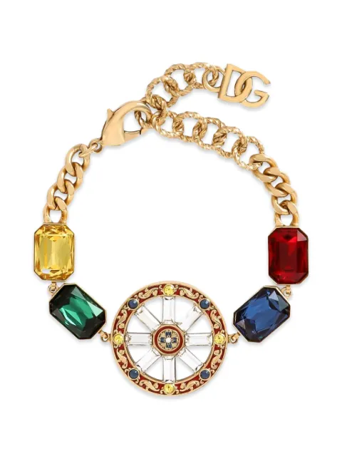 Dolce & Gabbana crystal-embellished DG logo bracelet Gold WBS6C3W1111