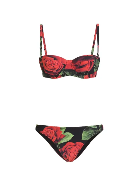 Dolce & Gabbana rose-print Balconette bikini Black O8C06JON0FR
