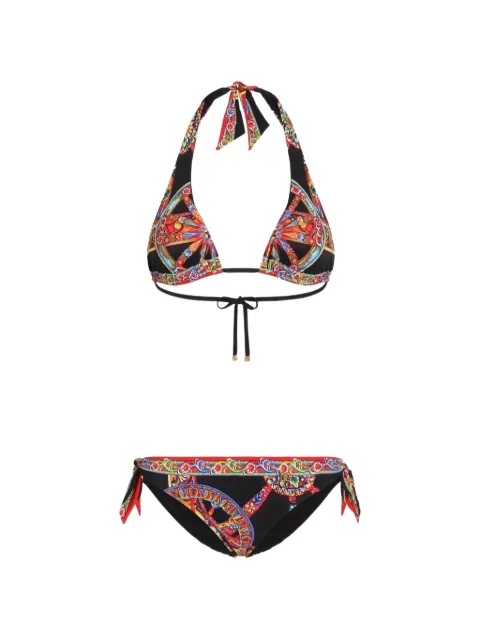 Dolce & Gabbana Carretto-print triangle bikini Black O8A54JON0HE