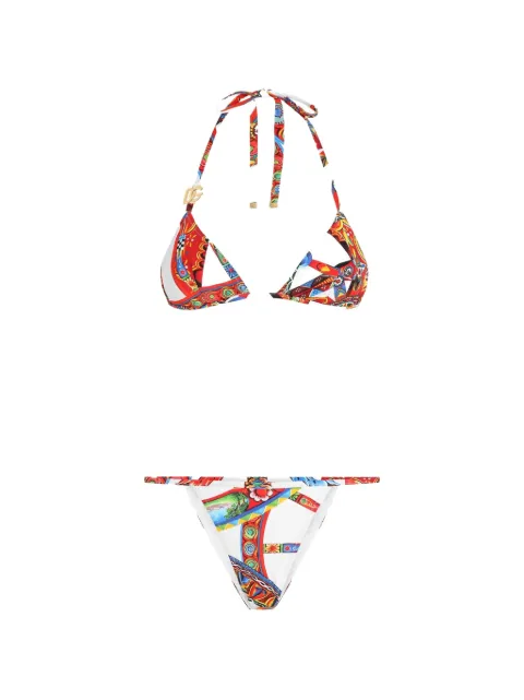 Dolce & Gabbana Carretto-print triangle bikini White O8B76JON0IE