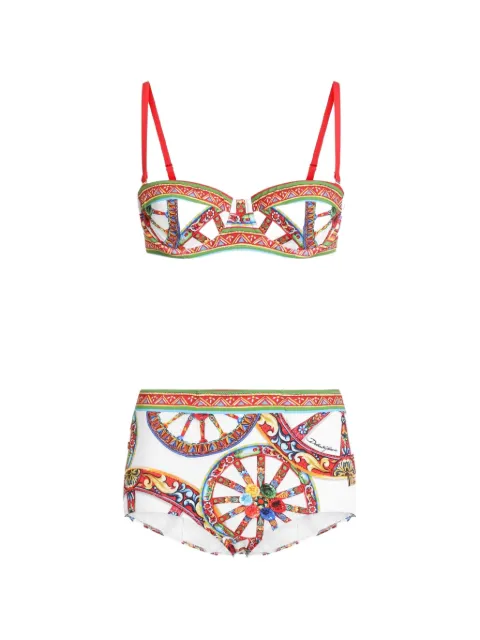 Dolce & Gabbana Carretto-print balconette bikini White O8A27JON0HE