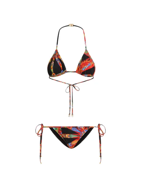 Dolce & Gabbana Carretto-print triangle bikini Black O8A24JON0IE