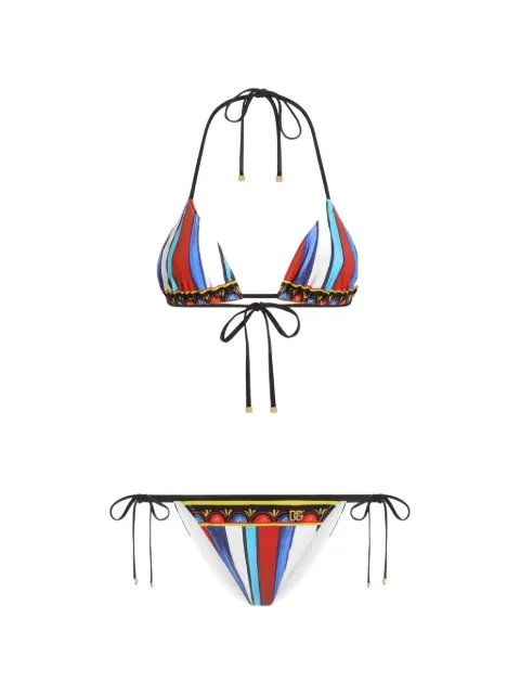 Dolce & Gabbana Carretto-print triangle bikini White O8A02JON0HE