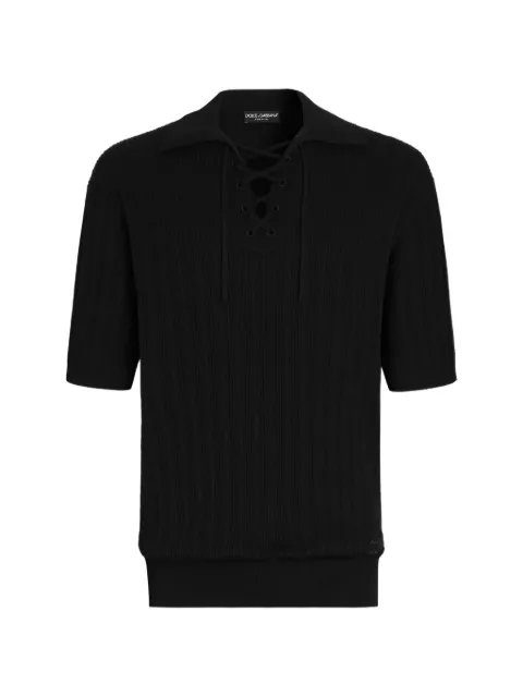 Dolce & Gabbana cotton Serafino polo shirt Black GXZC6ZJBCKV