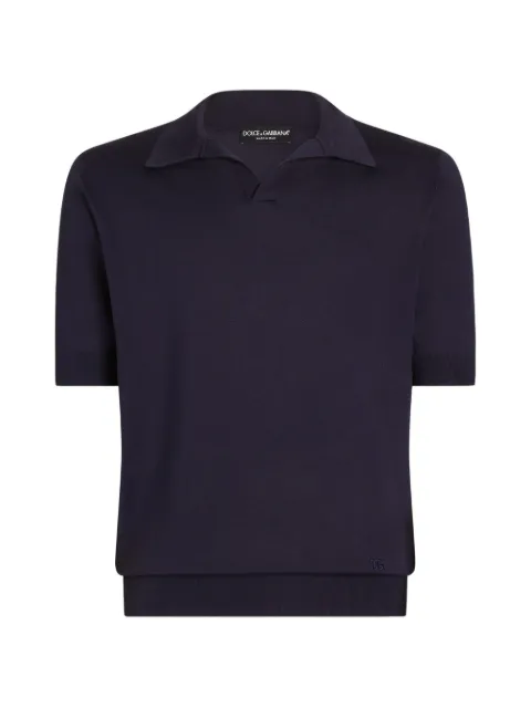Dolce & Gabbana silk knit polo shirt Blue GXZBUZJBSPK