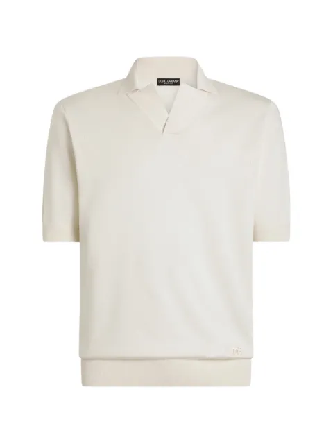 Dolce & Gabbana silk knit polo shirt White GXZBTZJBSPK