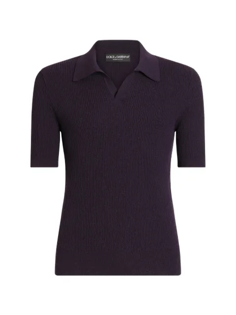 Dolce & Gabbana rib-knit polo shirt Blue GXZB5TJGMK7