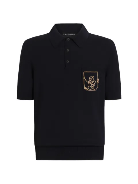 Dolce & Gabbana virgin wool polo shirt with logo Blue GXZ16ZJDVIQ