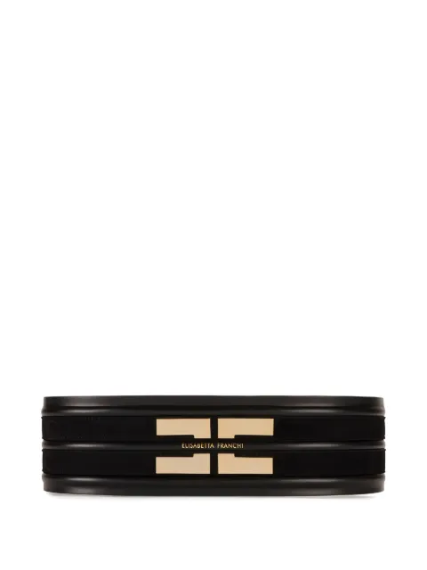 Elisabetta Franchi wide leather belt with logo detail Black CT02S61E2