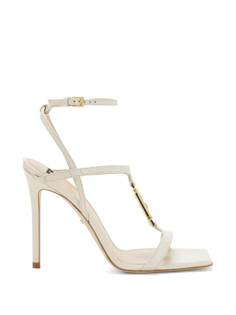Elisabetta Franchi leather sandals with logo detail Neutrals SA07B61E2