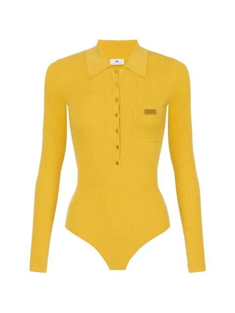 Elisabetta Franchi micro-braided knit bodysuit Yellow BK82B61E2
