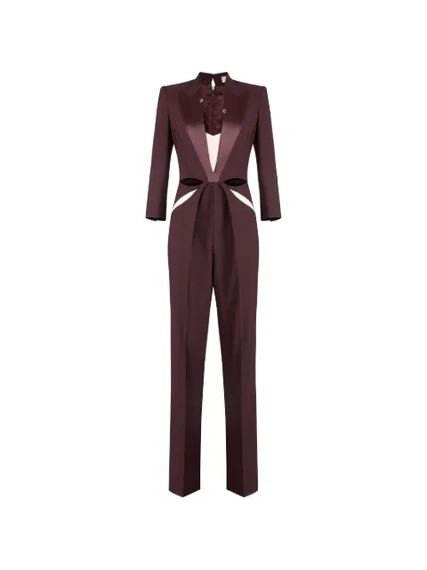 Elisabetta Franchi jumpsuit in lightweight crêpe fabric with two-colour cut-outs Brown TU05761E2