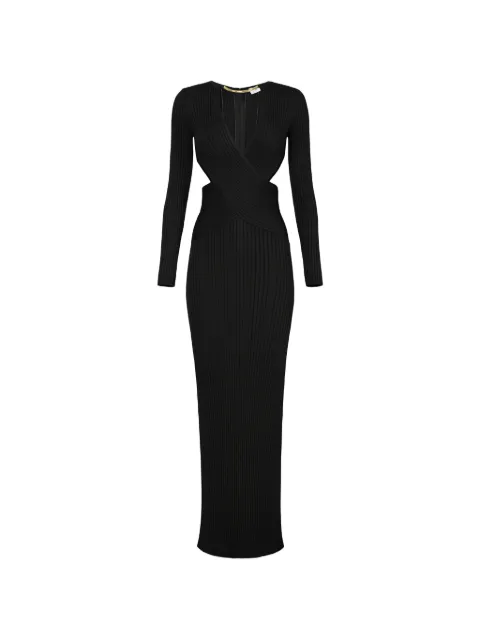 Elisabetta Franchi Red Carpet dress in openwork knit fabric with jewel detail Black AM17S61E2