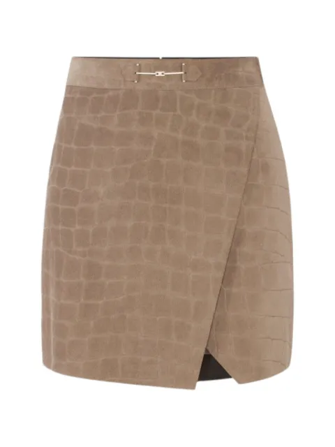 Elisabetta Franchi miniskirt in suede-fabric with alligator print Neutrals GP10G61E2229