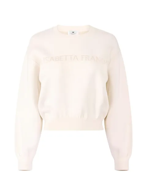 Elisabetta Franchi knit sweatshirt with logo Neutrals MK70Q61E2