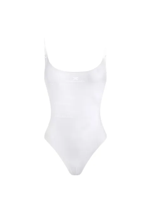 Elisabetta Franchi lettering-print swimsuit White CS04M61E2
