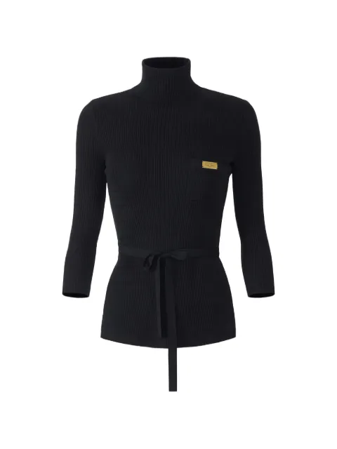 Elisabetta Franchi micro-braided knit turtleneck top Black MK84B61E2