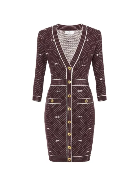 Elisabetta Franchi dress in diamond-shaped jacquard knit fabric Brown AM19Q61E2