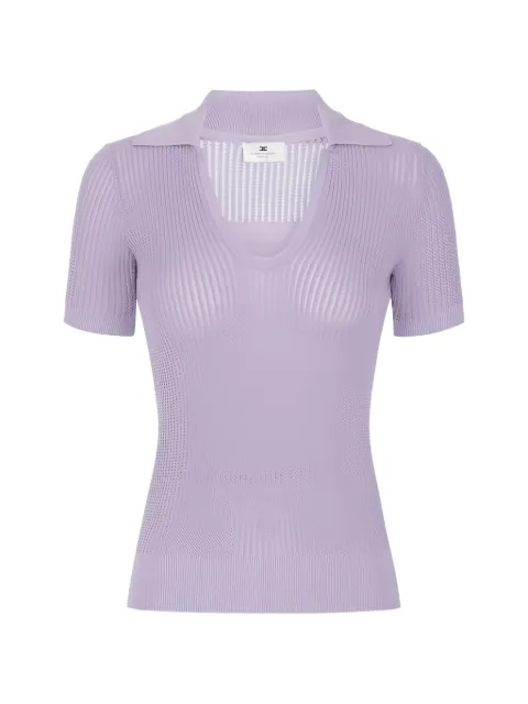 Elisabetta Franchi knit polo shirt with printed logo Purple MK74Q61E2