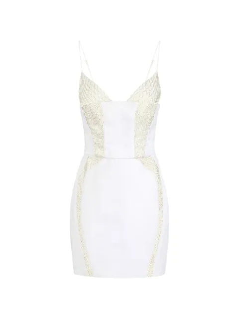 Elisabetta Franchi tulle and gabardine mini dress with embroideries White AB86661E2