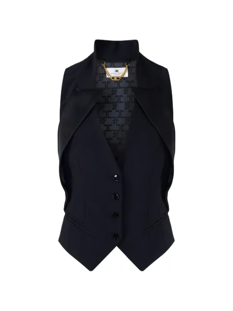 Elisabetta Franchi waistcoat in lightweight crêpe fabric with satin lapels Black GL00361E2