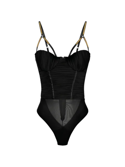 Elisabetta Franchi bodysuit in jersey fabric with jewel plaques Black BO01961E2