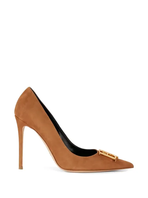 Elisabetta Franchi suede pumps with logo detail Neutrals SA59L61E2