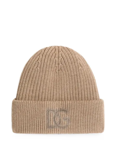 Dolce & Gabbana virgin wool hat with logo Neutrals GX66KZJDVN7