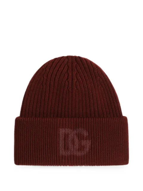 Dolce & Gabbana virgin wool hat with logo Red GX66KZJDVN6