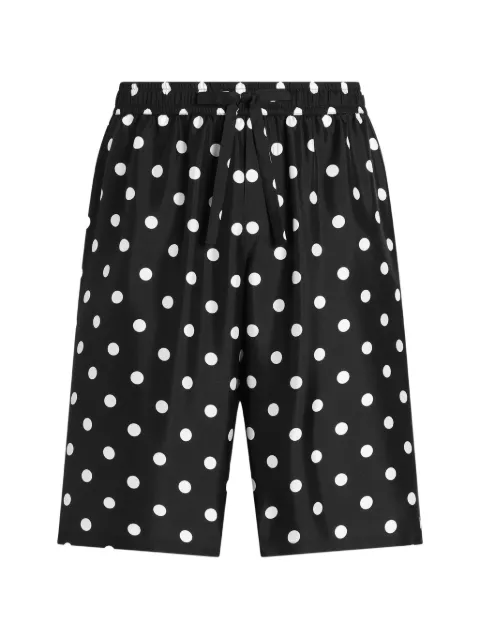Dolce & Gabbana polka dot-print silk twill bermuda shorts Black GV37ATIS13M