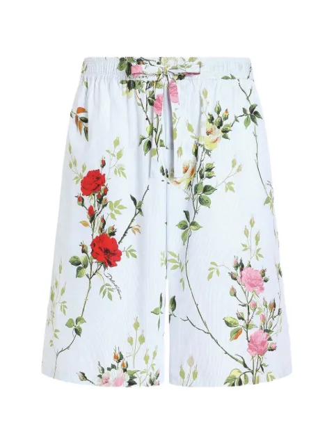 Dolce & Gabbana rose-print poplin Bermuda shorts Blue GV37ATHS5VQ