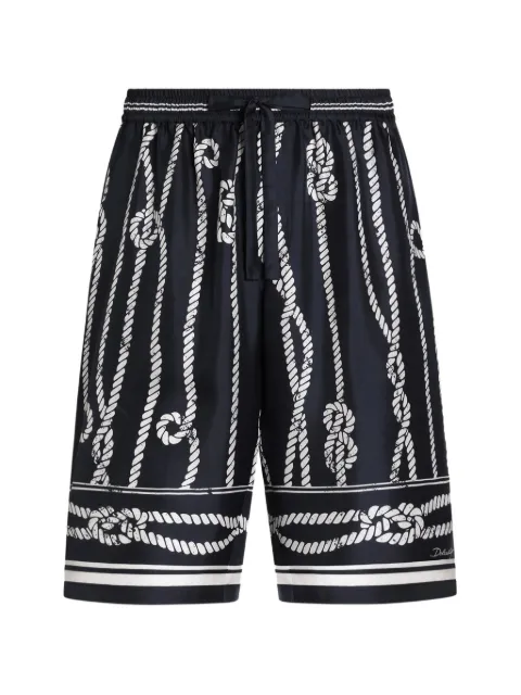 Dolce & Gabbana Marina-print silk twill vanity bermuda shorts Blue GV37ATHI143