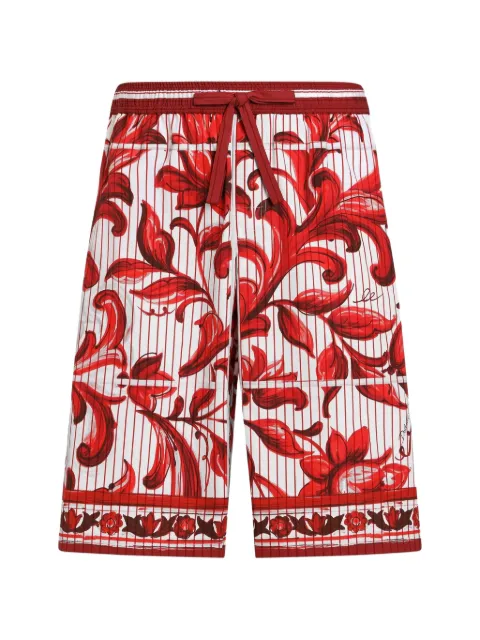 Dolce & Gabbana majolica-print striped poplin vanity bermudas White GV37ATHH5E3