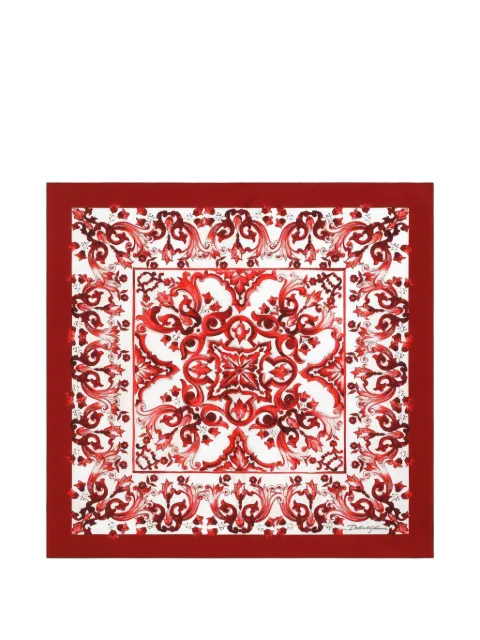 Dolce & Gabbana 50x50 majolica-print twill scarf Red GQ704EG0WQ0