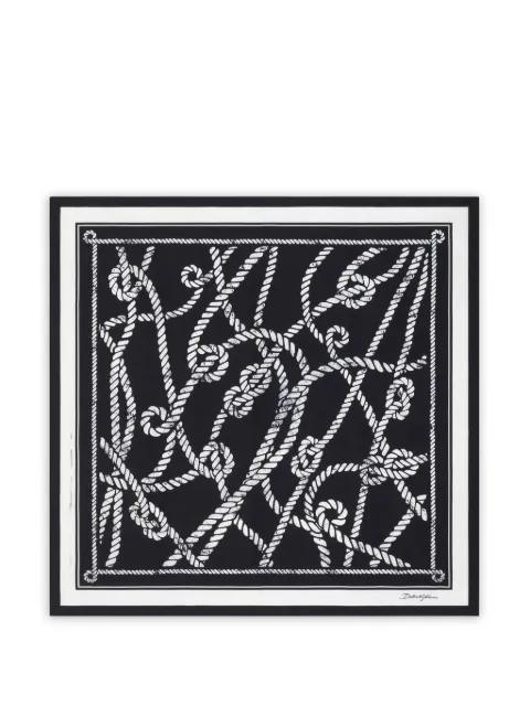Dolce & Gabbana 70x70 Marina-print silk twill scarf Blue GQ348EG0WX1