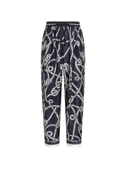 Dolce & Gabbana Marina-print silk twill Vanity trousers Blue GP23FTHI142