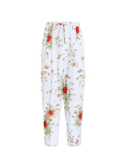 Dolce & Gabbana small rose-print poplin Vanity trousers White GP20ETHS5VP