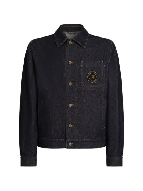 Dolce & Gabbana denim jacket with logo-patch Blue G9CHFZG8PN6