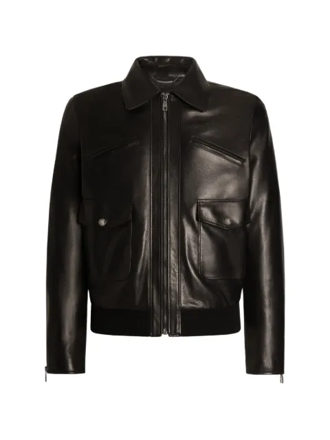 Dolce & Gabbana zipped leather jacket Black G9CFULHULQX
