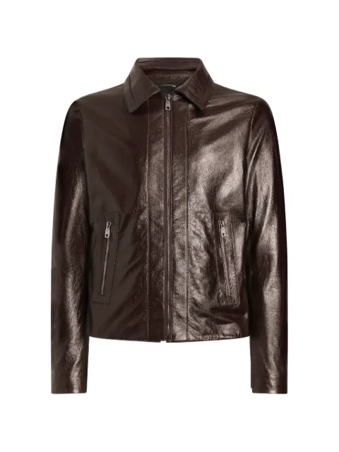Dolce & Gabbana intarsia leather jacket Brown G9CFSLHUL1U