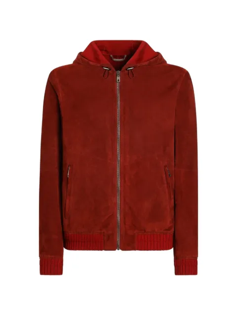 Dolce & Gabbana suede hooded jacket with knit details Red G9CENLGK467