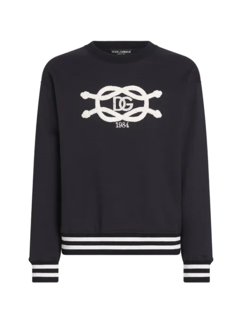 Dolce & Gabbana cotton sweatshirt with embroidery Blue G9AHSZG7Q2Q