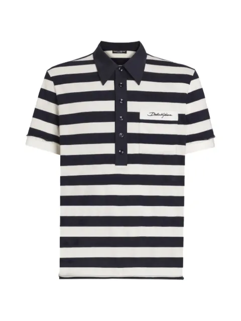Dolce & Gabbana striped jersey polo shirt Blue G8UA9ZFB7DO