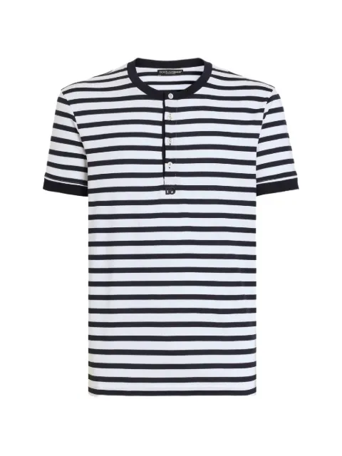 Dolce & Gabbana serafino striped cotton T-shirt Blue G8TX5ZFBGAW